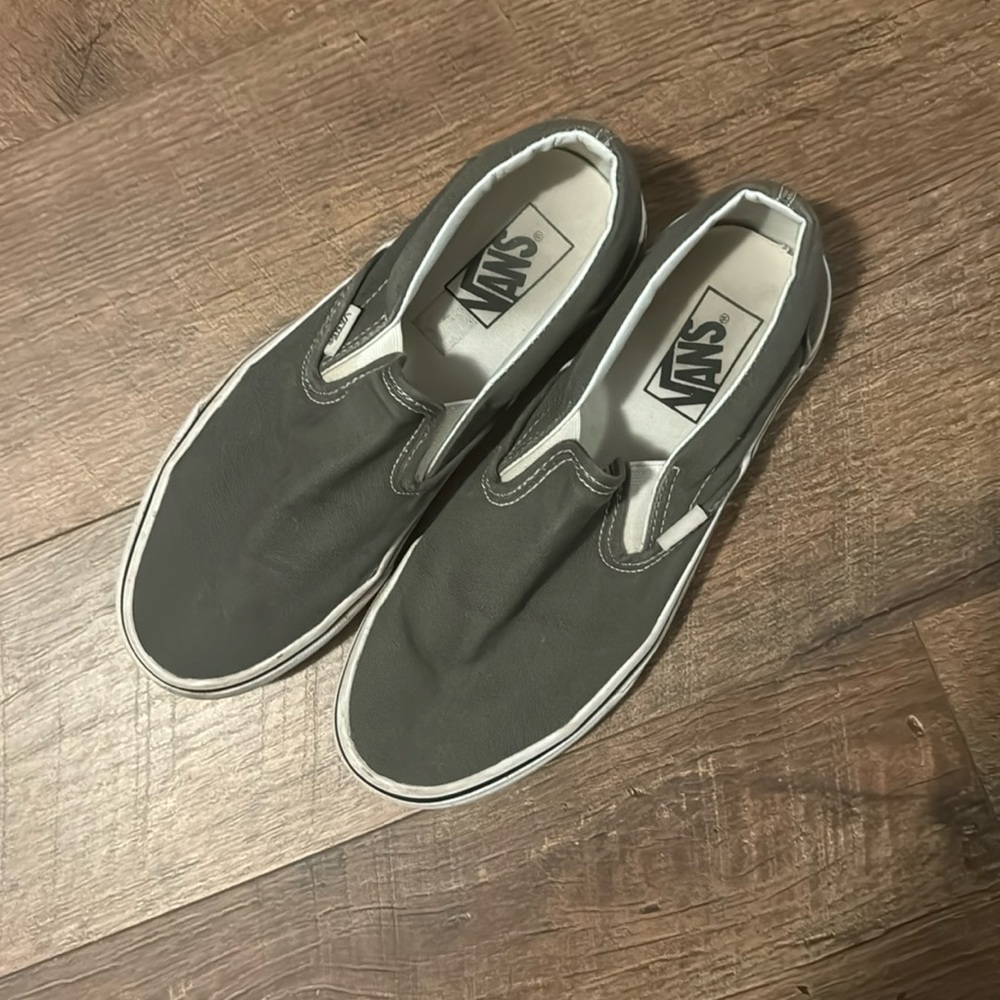 Grey canvas Vans slip ons